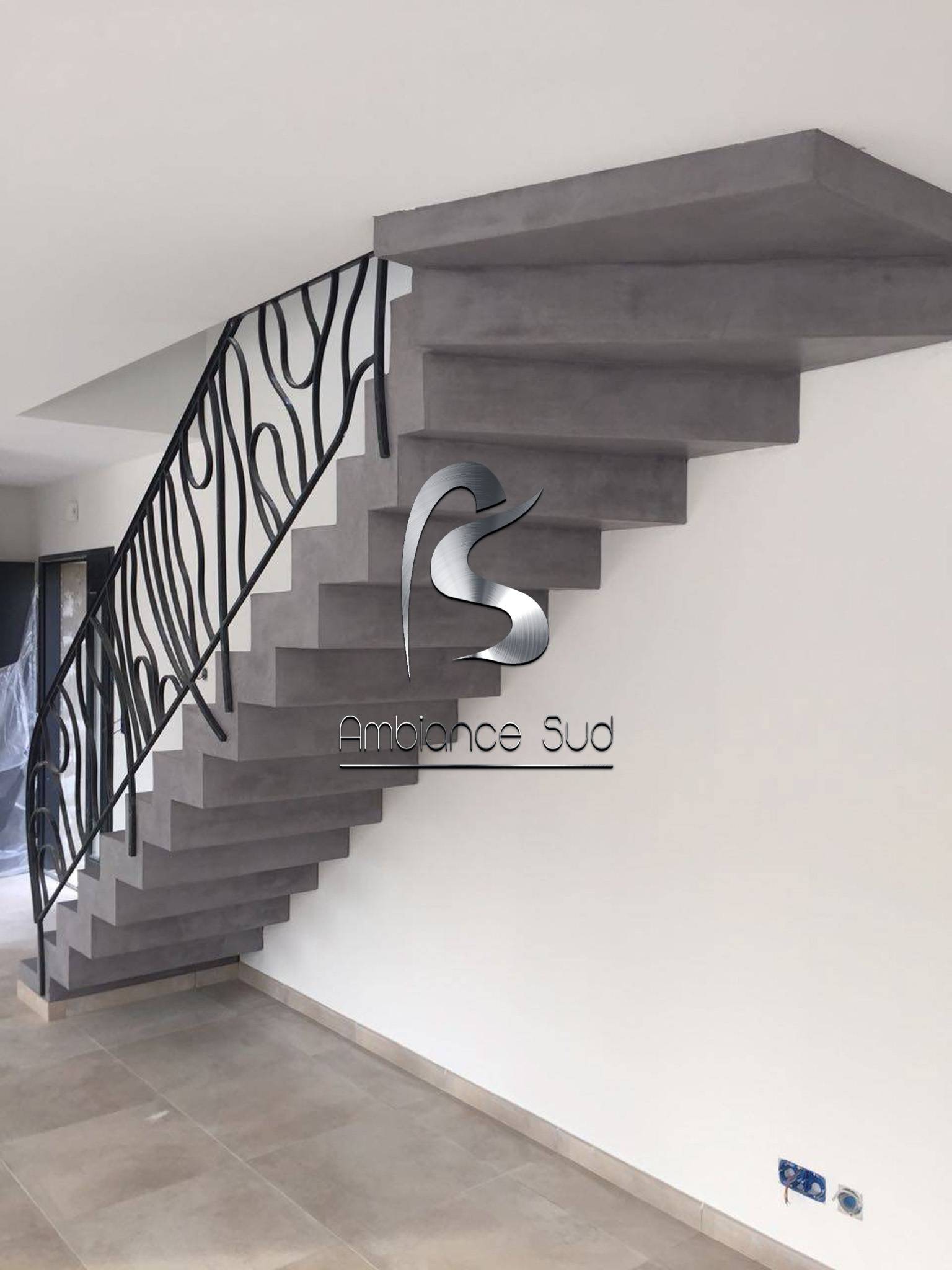 AMBIANCE SUD ESCALIER EN BÉTON CIRE TALOCHE