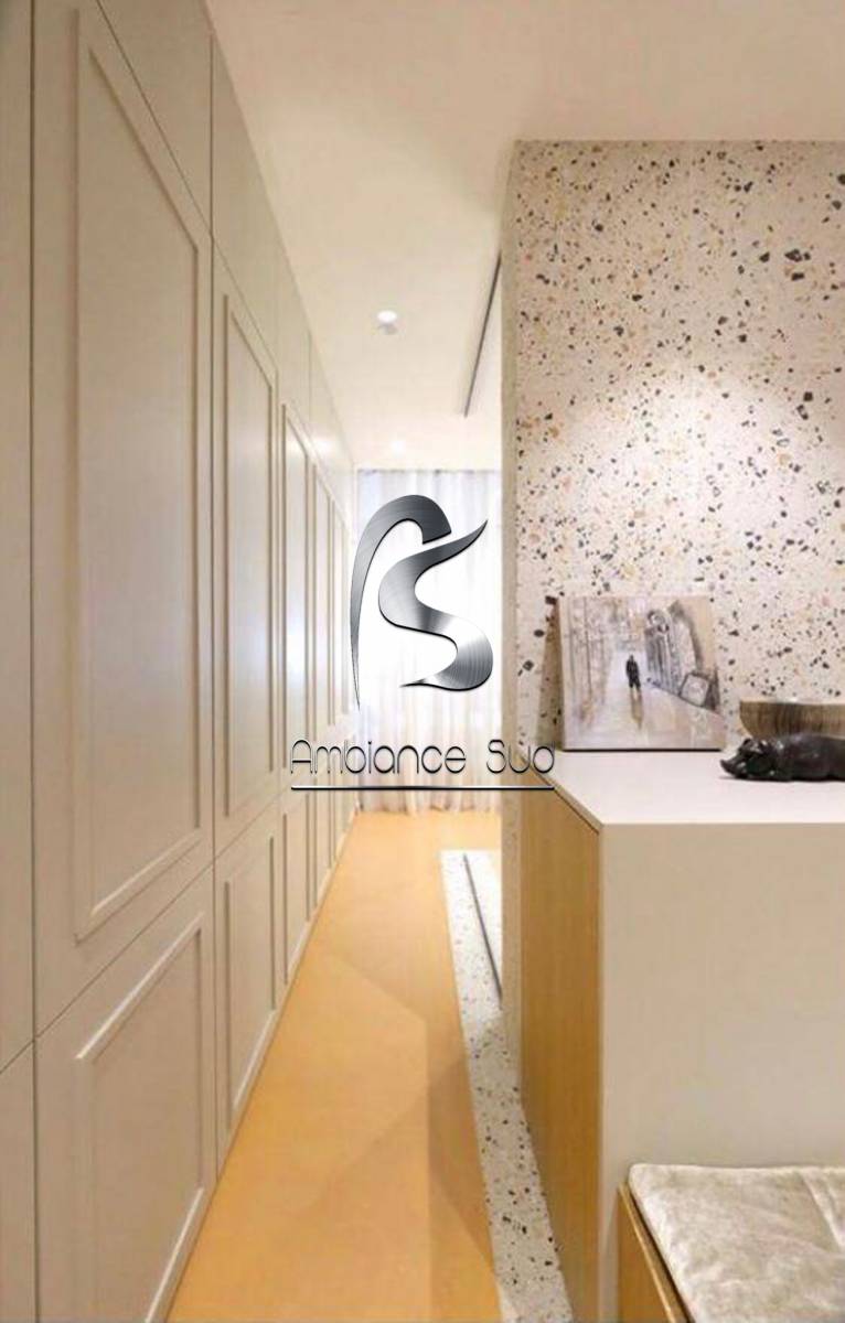 Beton ciré jaune doré pour chambre adulte près de Toulon au Lavandou Var 83